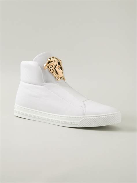 white high top strap versace sneaker|farfetch Versace sneakers.